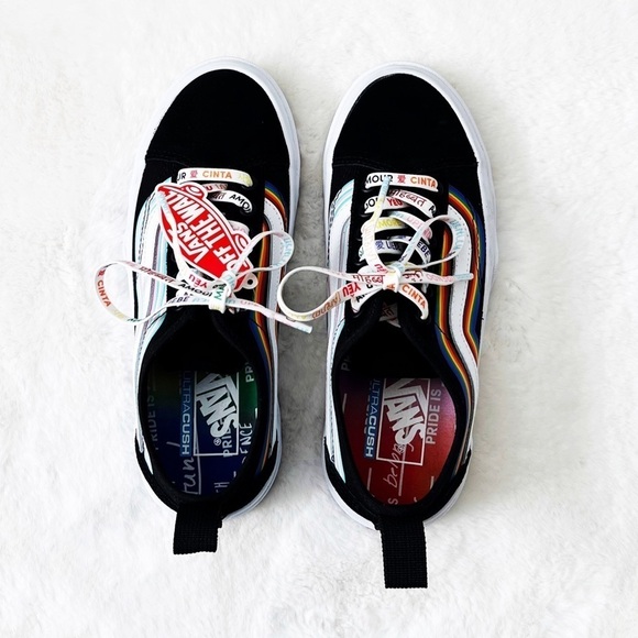 NIB Vans Old Skool Sentry Pride Black & White Platform Shoes Sneakers - Picture 7 of 10